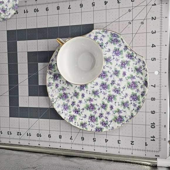 6 Tea Cups and Saucers Japan Yada Snack Plate Blue Floral China - Picture 7 of 15